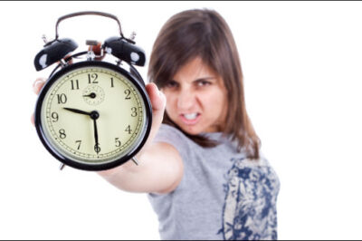 angry woman with clock