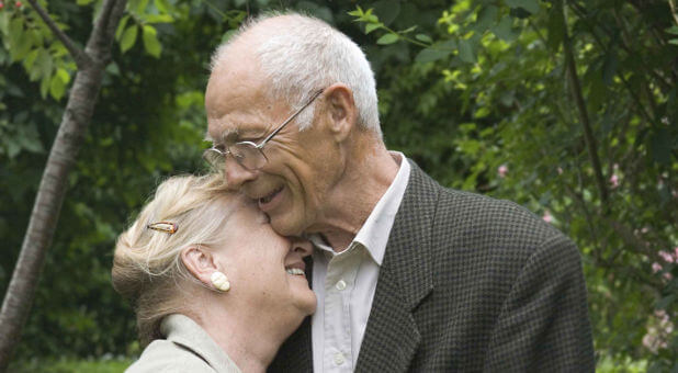 elderly couple in love