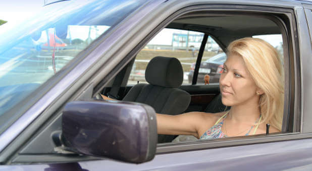 Girl driving car