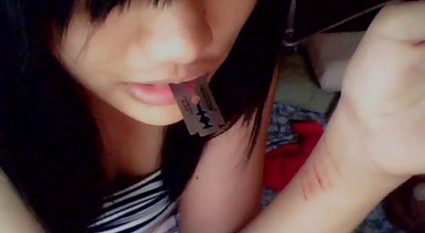 teen cutting