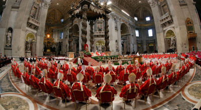 Cardinals attend mass in St. Peter's Basilica
