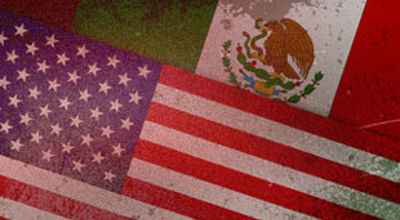 American flag, Mexican flag