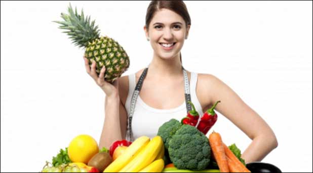 Woman fruits and vegetables