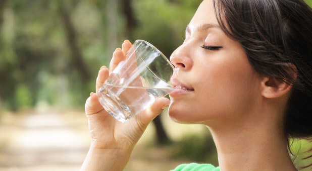 woman drinking water