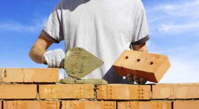 Bricklayer at work