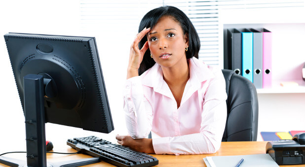 single woman sitting at work