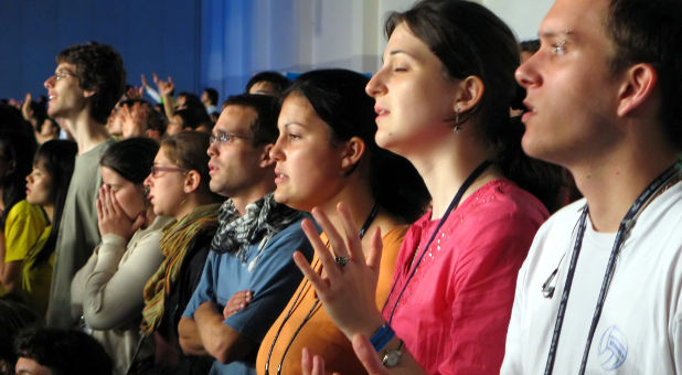 young people at church service