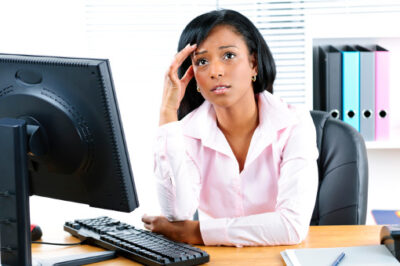 frustrated woman at work