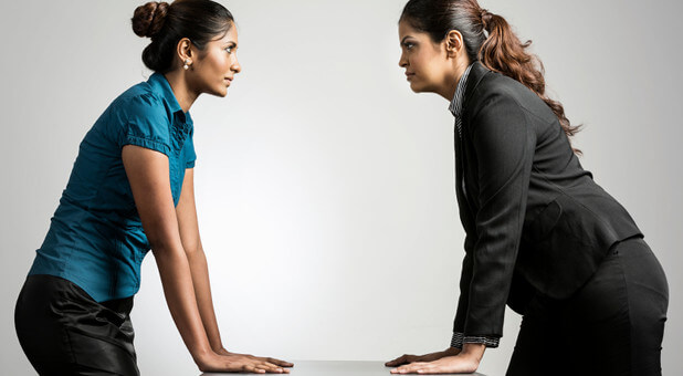 two woman arguing