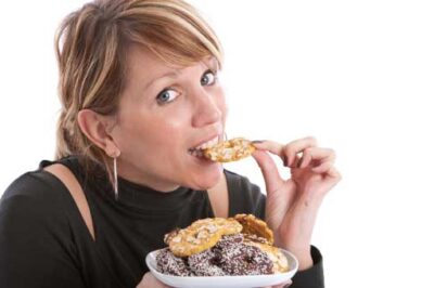 woman eating cookies