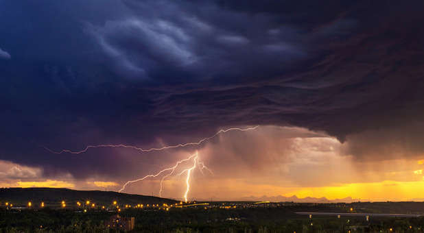 lightning on the stormy horizon