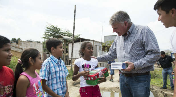 Franklin Graham on an Operation Christmas Child Tour with Samaritan's Purse.