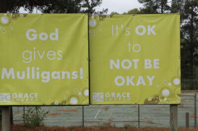 Here are a couple of unique signs in front of Palestine Grace United Methodist Church.
