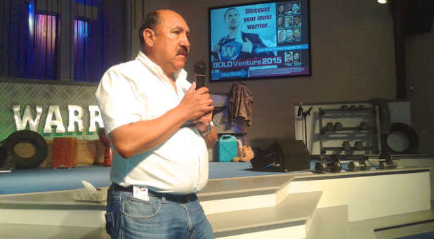 Bolivian ministry leader Fernando Villalobos shares during the recent Bold Venture men's retreat.