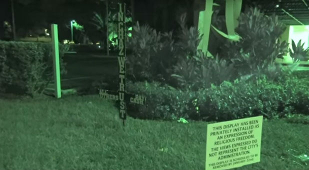 Chaz Stevens erected this cross.