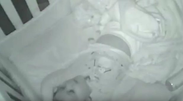 A toddler recites her bedtime prayers, even without her parents.