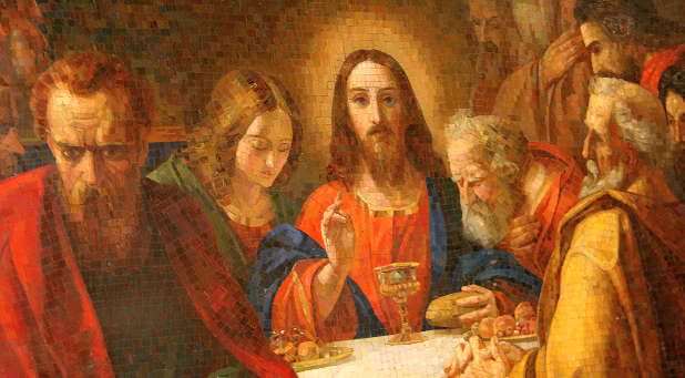 Jesus and His disciples at the Passover meal