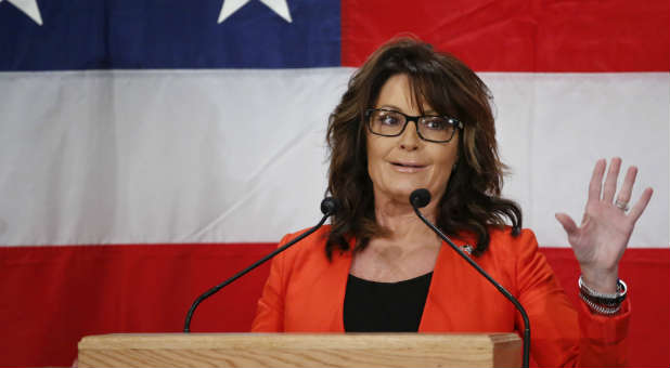 Former Alaska Governor Sarah Palin speaks.