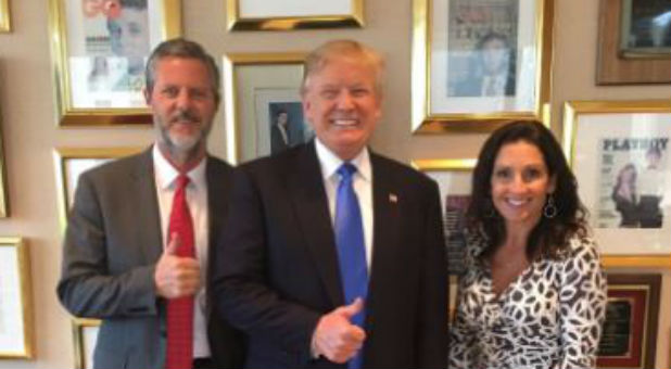 Jerry Falwell Jr. with Donald Trump and Falwell's wife, Becki.