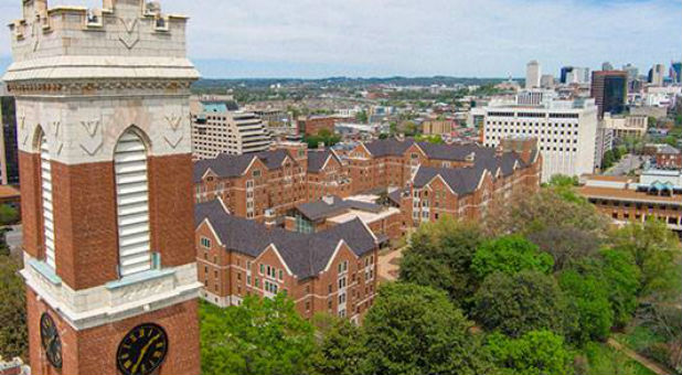 Vanderbilt's Kirkland Hall looking toward downtown Nashville.