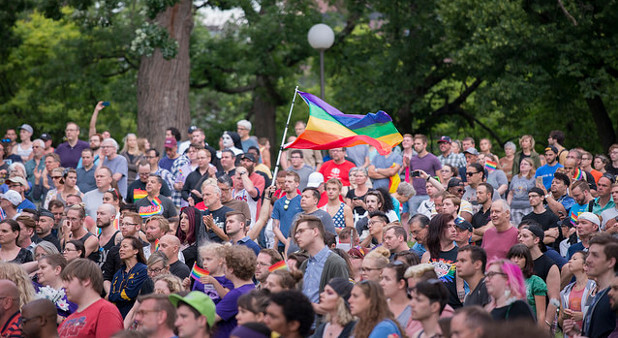 Around 3000 people gathered in Loring Park to unite in the wake of the Orlando, Florida shooting in a gay nightclub that killed at least 50 people. Speakers called for facing violence against the LGBTQA community with solidarity and love.