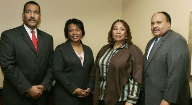 The children of slain American civil rights activist Martin Luther King Jr, (L-R) Dexter King, Rev. Bernice King, Yolanda King and Martin Luther King III