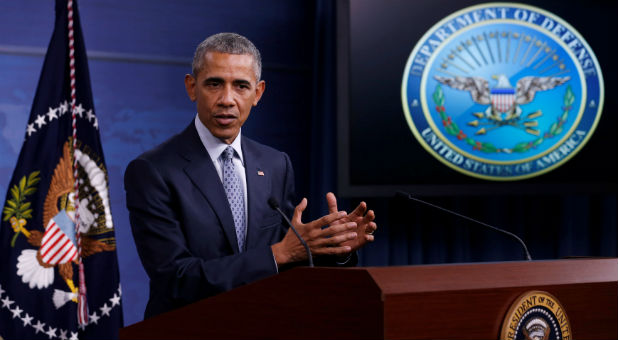 U.S. President Barack Obama holds a news conference at the Pentagon