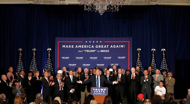 Military Veterans on Stage With Donald Trump