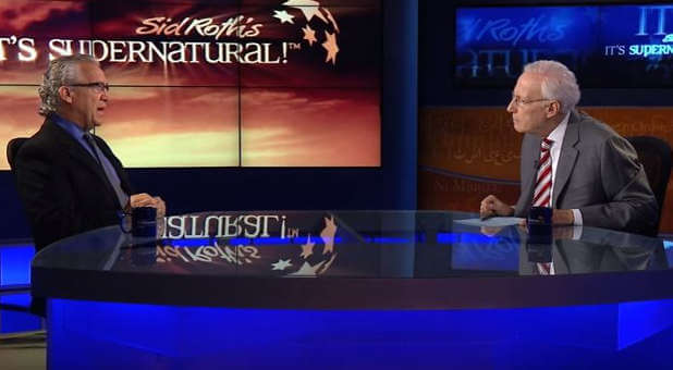 Sid Roth (r) interviews Bethel Church's Bill Johnson on a recent episode of