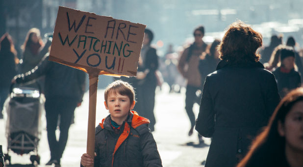 A child at the Women's March in New York.