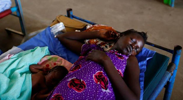 South Sudanese Mother and Child in Pediatric Ward at a UN Mission Hospital
