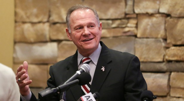 Judge Roy Moore speaks as he participates in the Mid-Alabama Republican Club's Veterans Day Program in Vestavia Hills, Alabama.