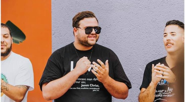 Jeffrey McCall, center, speaks at a Freedom March.