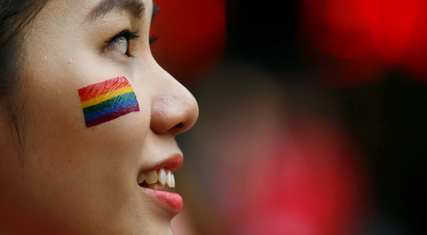 A participant in Pink Dot, an annual event organized in support of the LGBT community.