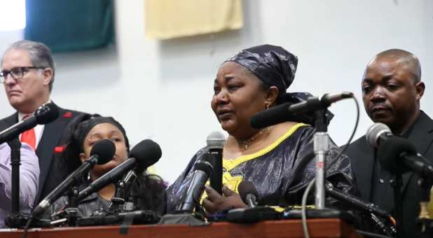Patrick Lyoya's parents speak at a press conference held at Renaissance Church of God in Christ in Grand Rapids, Michigan, April 14, 2022