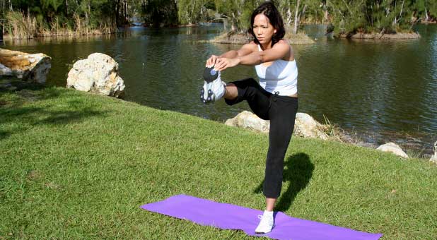 Woman stretches