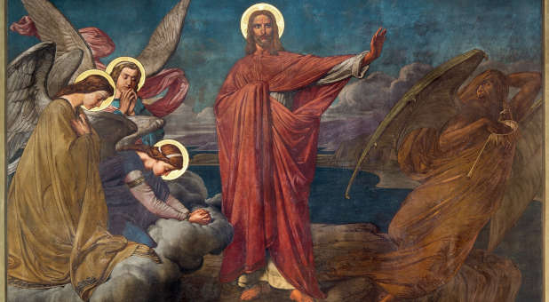 Painting of Jesus resisting temptation.