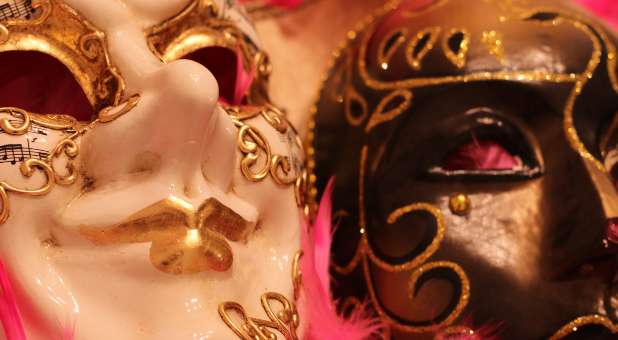 Gaudy masks used for Purim