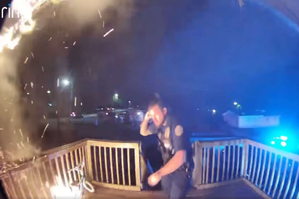 Police Officer Rescuing Police Officer with No Protective Gear Sprints Into Burning House to ...